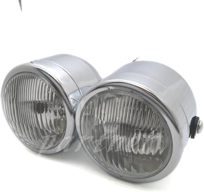 ya 6 8.24 baidi Chrome Twin Headlight Motorcycle Double Dual Lamp Street Fighter Naked Dominator