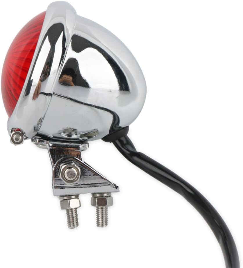 ya 4 8.14 Motorrad LED Rund R¨¹cklicht Bremsleuchte Chrome Rot f¨¹r Harley Chopper Bobber