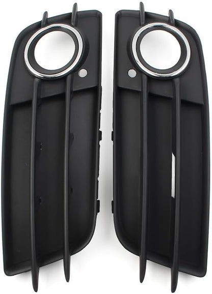 ya 9 10.24 Front Bumper Fog Light Grille Cover W/Chrome Ring for Audi A4 B8 S4 2008-12 cl