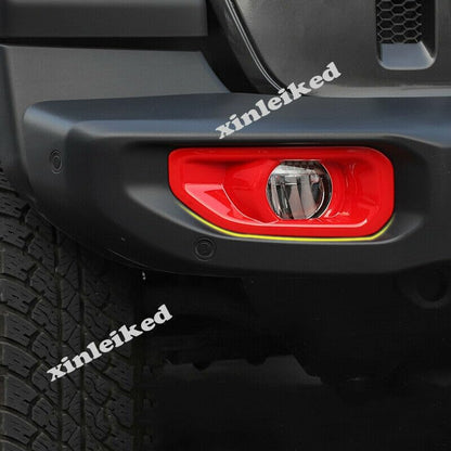 ya 6 8.24 baidi Red front and rear fog lamp cover decoration ABS 4X for Jeep for Wrangler JL 2018 2019