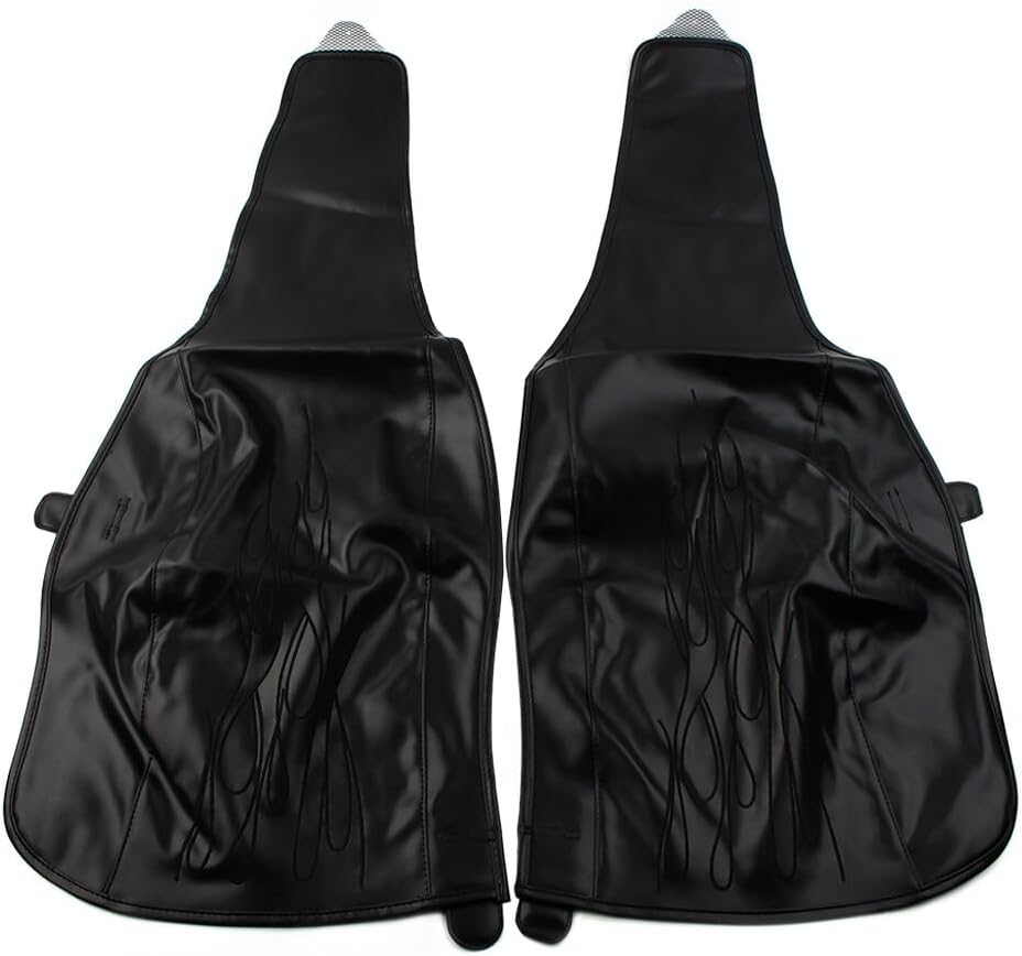 ya 4 8.10 Black PU Leather Flame Rear Trike Fender Bra Fits for Harley Tri Glide Ultra Classic