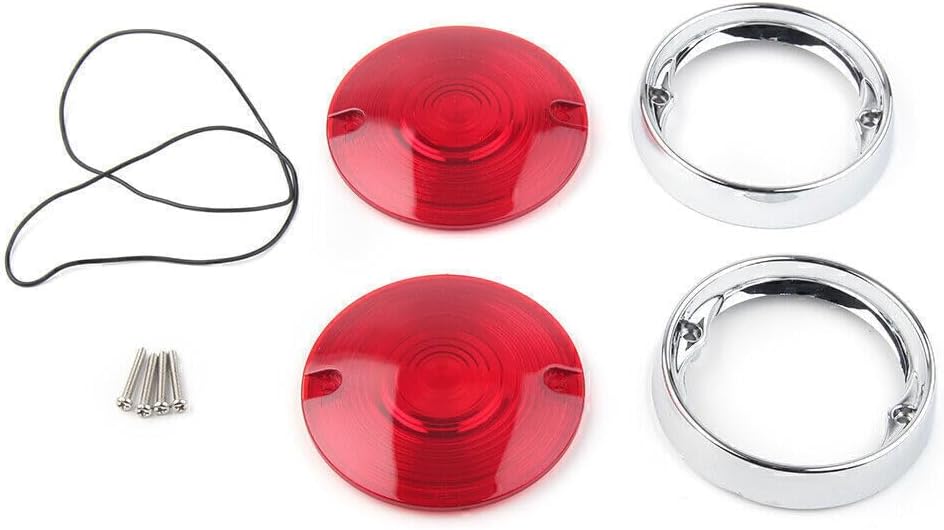 ya 4 8.8.2 Turn Signal Light Red Lens Cover Bezels Visor Ring for Harley Touring Road Glide