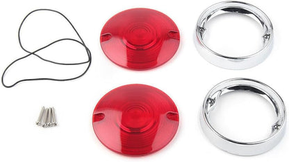 ya 4 8.8.2 Turn Signal Light Red Lens Cover Bezels Visor Ring for Harley Touring Road Glide