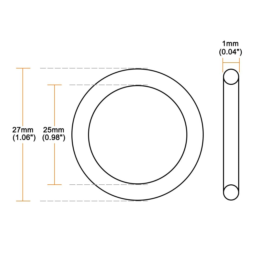 ya 13 9.15 baidi O-Rings Nitrile Rubber 25mmx27mmx1mm Seal Rings Sealing Gasket 20pc