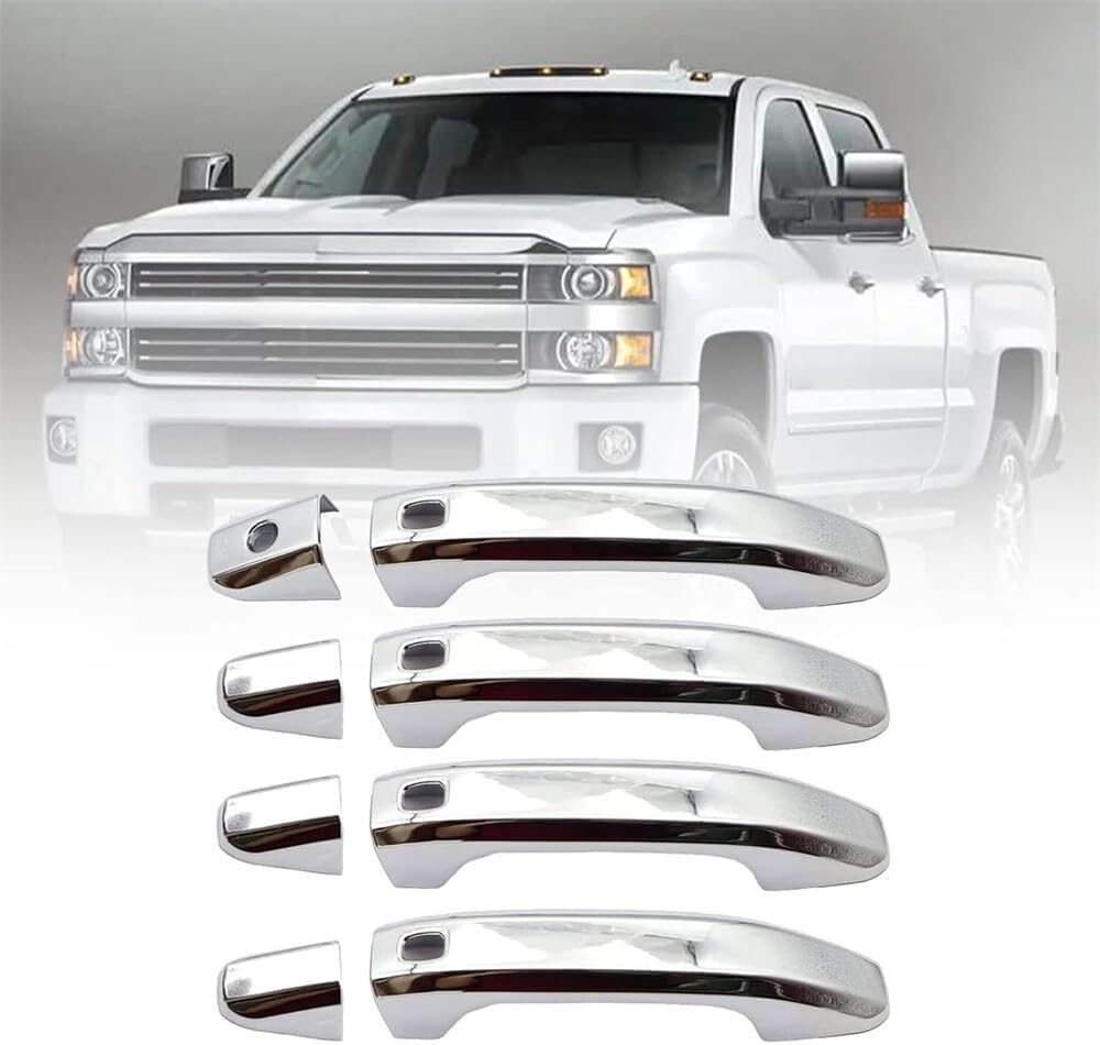 ya 5 8.10 4 Sets Chrome Door Handle Cover w/for Smart for GMC for Sierra 1500 2500/3500HD 2020-21
