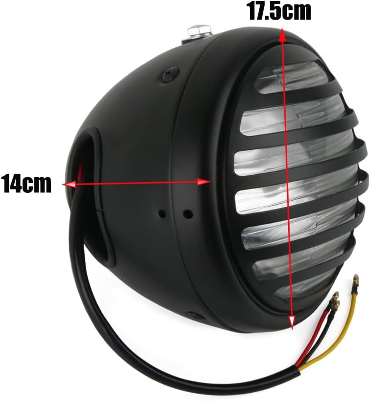 ya 4 8.14 Motorcycle 7 Retro Slats Grille Headlights With Grill For Harley Cafe Racer