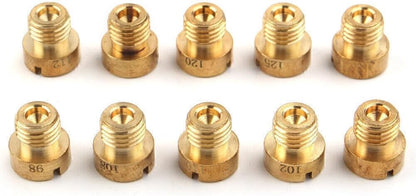 ya 2 8.15 10Pcs Carburetor Main Jet For Dellorto PHBG SHA 5mm #98-110 112 115 120 125 130