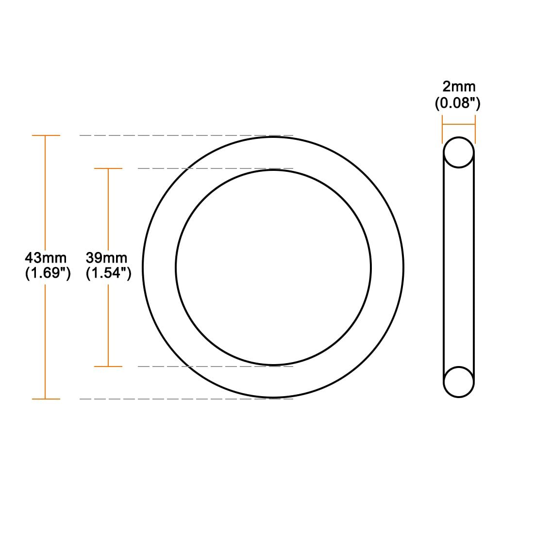 ya 13 9.15 baidi O-Rings Nitrile Rubber 39mmx43mmx2mm Seal Rings Sealing Gasket 10pc