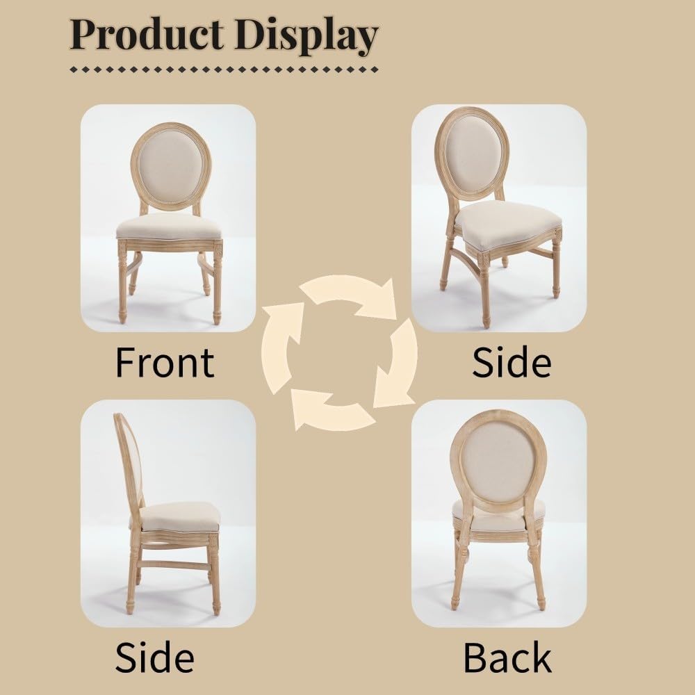 ya 28 10.13 baidi Dining Chairs Set of 2 - Upholstered Round Back, Beige, Disassemblable Stac