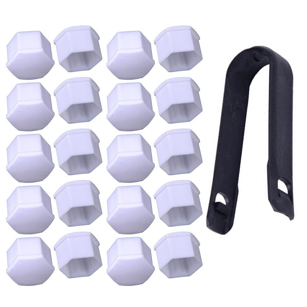 ya 13 9.15 baidi 20pcs Car 17mm White Wheel Lug Nut Bolt Cover Cap with Removal Tool Kit Set New