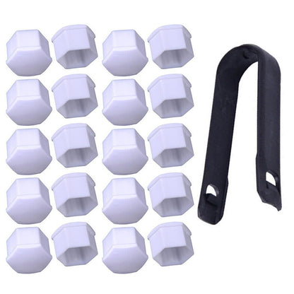 ya 13 9.15 baidi 20pcs Car 17mm White Wheel Lug Nut Bolt Cover Cap with Removal Tool Kit Set New