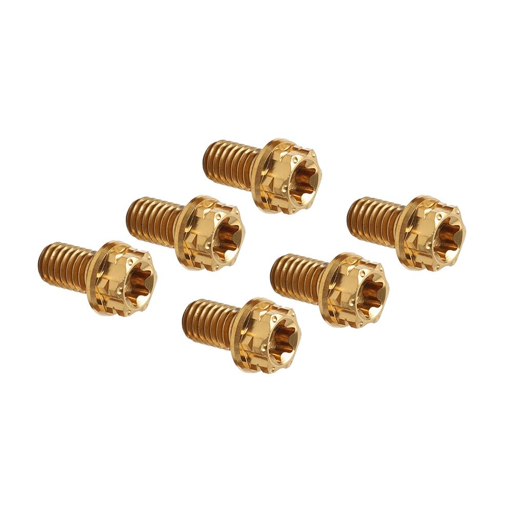 ya 6 8.14 6pcs Bolts Torx Head Flange Screws M6x15mm for Motorcycle Bicycle Gold