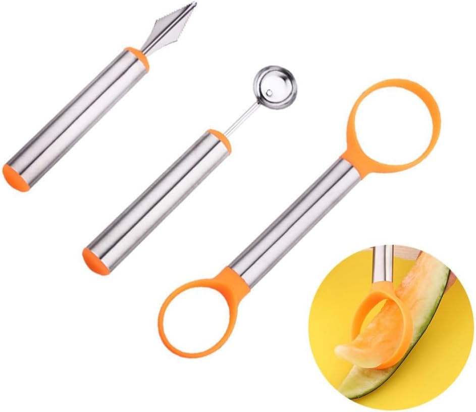 ya 14 9.20 baidi 3 Pcs/set Fruit Cutting Tools Sculpture Scooper Melon Baller Salad-1