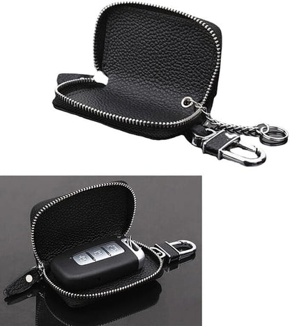 ya 4 8.8.2 1Pc Car Key Holder Cover Key Chain Bag Leather Remote Fob Zipper Case