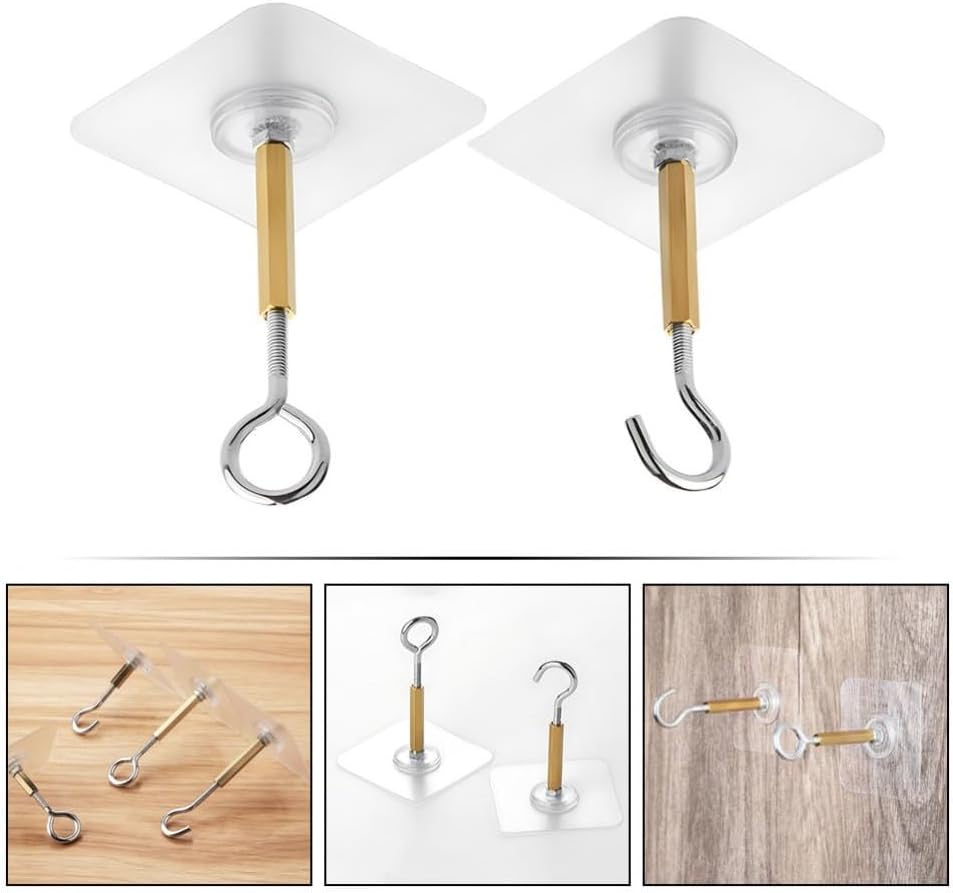 ya 26 10.21 baidi 4pcs Adhesive Hooks Wall Ceiling Hooks Cabinet Hooks Hanging Towel Lights Coat-2