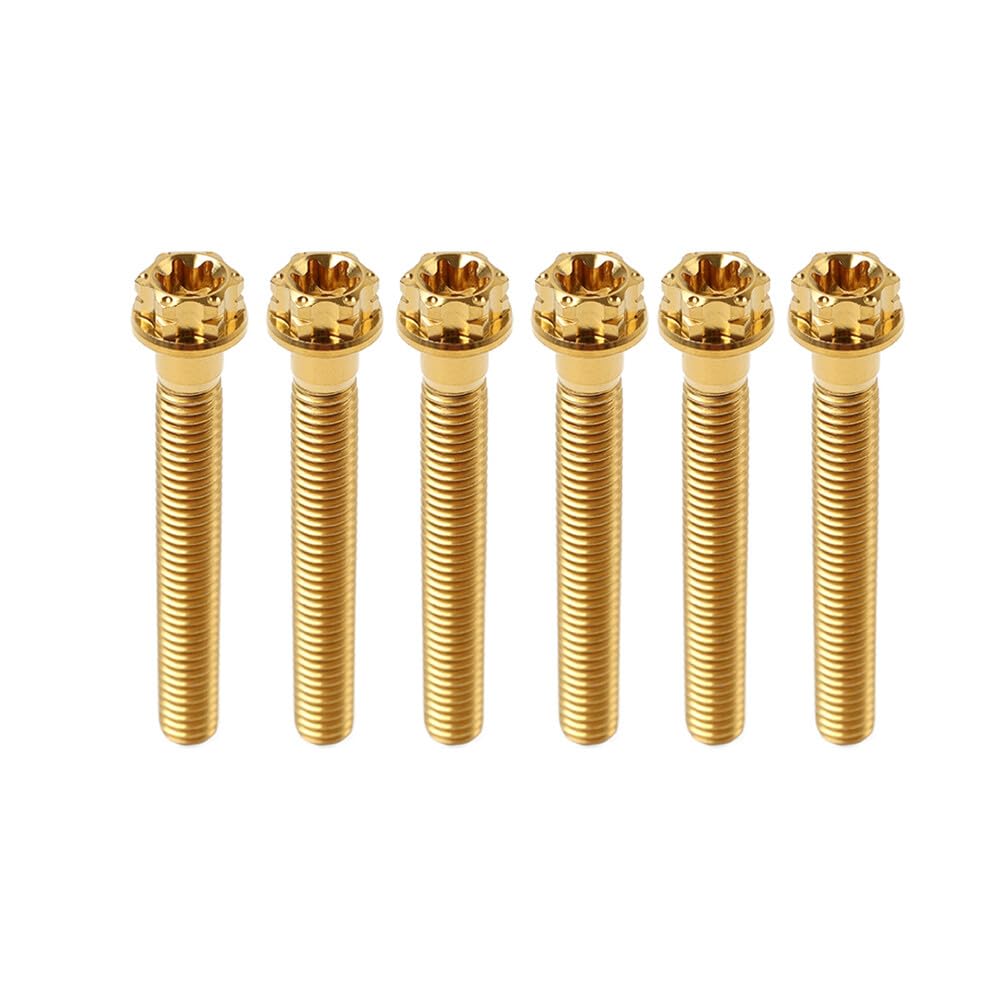 ya 9 10.24 6pcs Bolts Torx Head Flange Screws M10x50mm Gold for Motorcycle Bike
