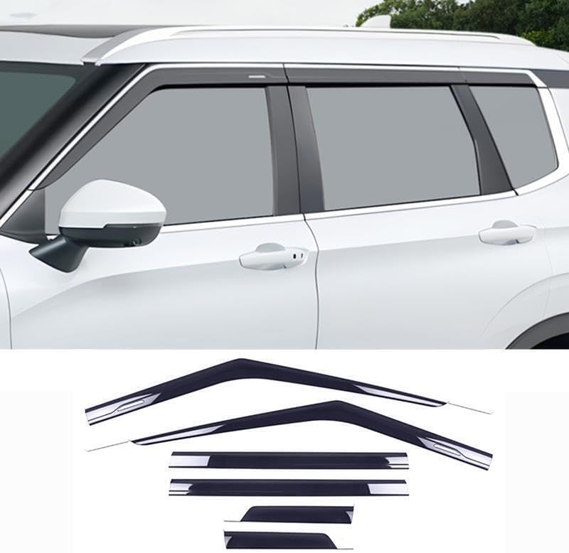 ya 6 8.24 baidi for Mitsubishi for Outlander 22+ Silver+Black Window Visor Vent Sun Shade Rain Guard