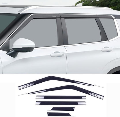 ya 6 8.24 baidi for Mitsubishi for Outlander 22+ Silver+Black Window Visor Vent Sun Shade Rain Guard