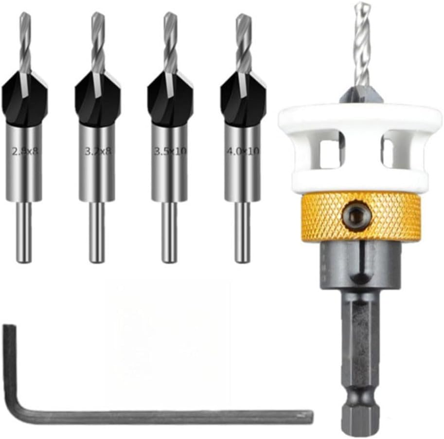 ya 26 10.21 baidi Complete Countersink Bit Set with Interchangeable Sizes and Depth Stop