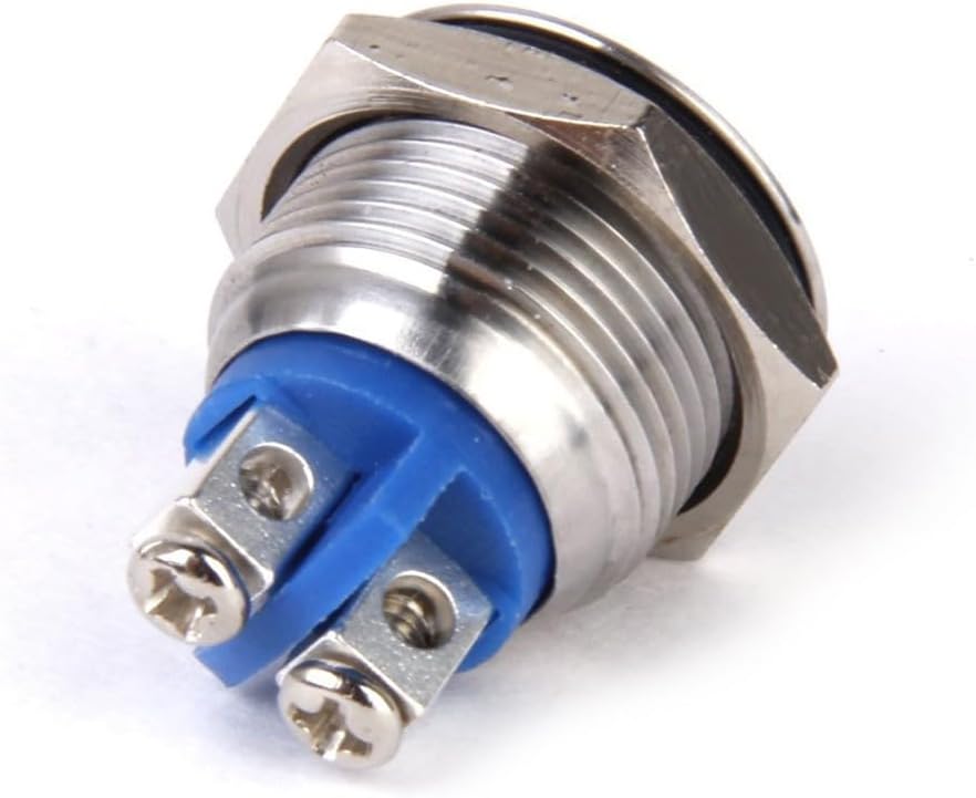 ya 13 9.15 baidi 16mm Momentary Push Button Horn for Doorbell Boat Car Waterproof Metal (Silver)