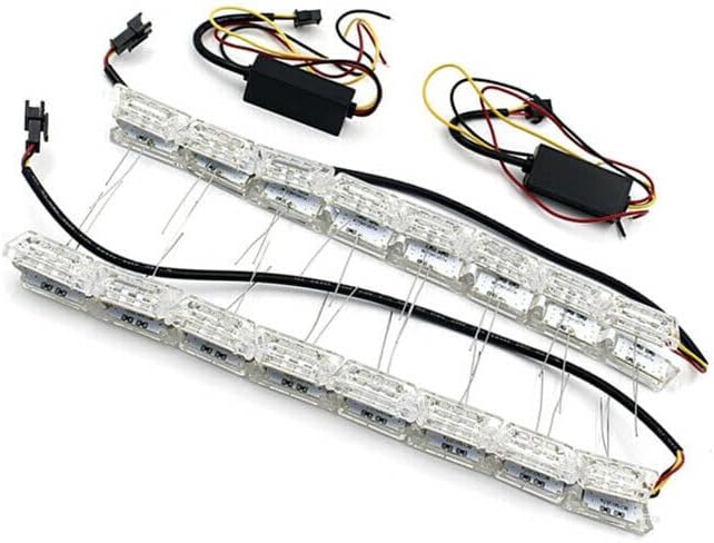 ya 4 8.8 Car headlights LED daytime running light bar crystal flow turn signal DRL lights 