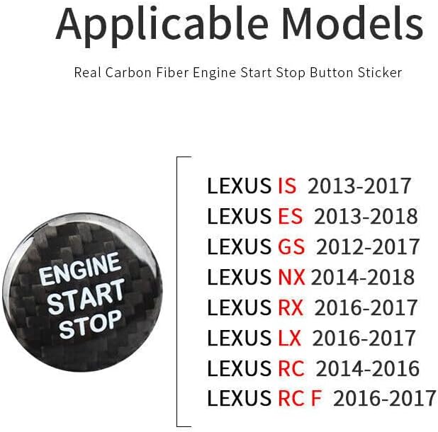 ya 4 8.8.2 Real Carbon Fiber Engine Start Stop Button Sticker for Lexus IS ES GS NX RX LX