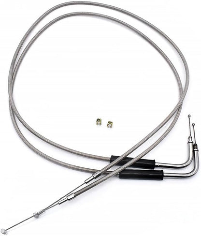 ya 4 8.8.2 42 56579-02A Stainless Steel Throttle & Idle Cable Set for Harley-Davidson