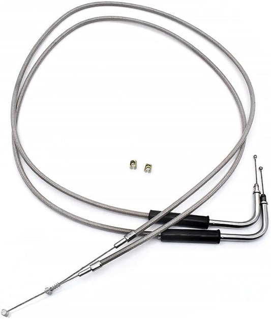 ya 4 8.8.2 42 56579-02A Stainless Steel Throttle & Idle Cable Set for Harley-Davidson