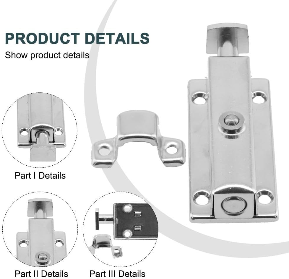 ya 26 10.21 baidi 4inch Chrome Plated Door Sash Security Bolt Button Open Spring Lock Latch