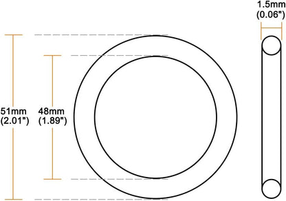 ya 4 8.8.2 O-Rings Nitrile Rubber 48mm x 51mm x 1.5mm Seal Rings Sealing Gasket 50pcs