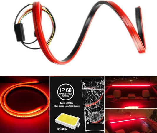 ya 4 8.8 Car Third Brake Light Rear Wheel Tail Mount Stop Light Bar Red LED Super Bright Flow 
