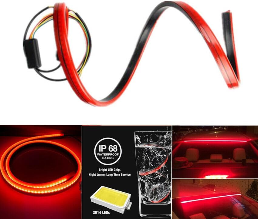 ya 13 9.15 baidi Car Third Brake Light Rear Wheel Tail Mount Stop Light Bar Red LED Super Br