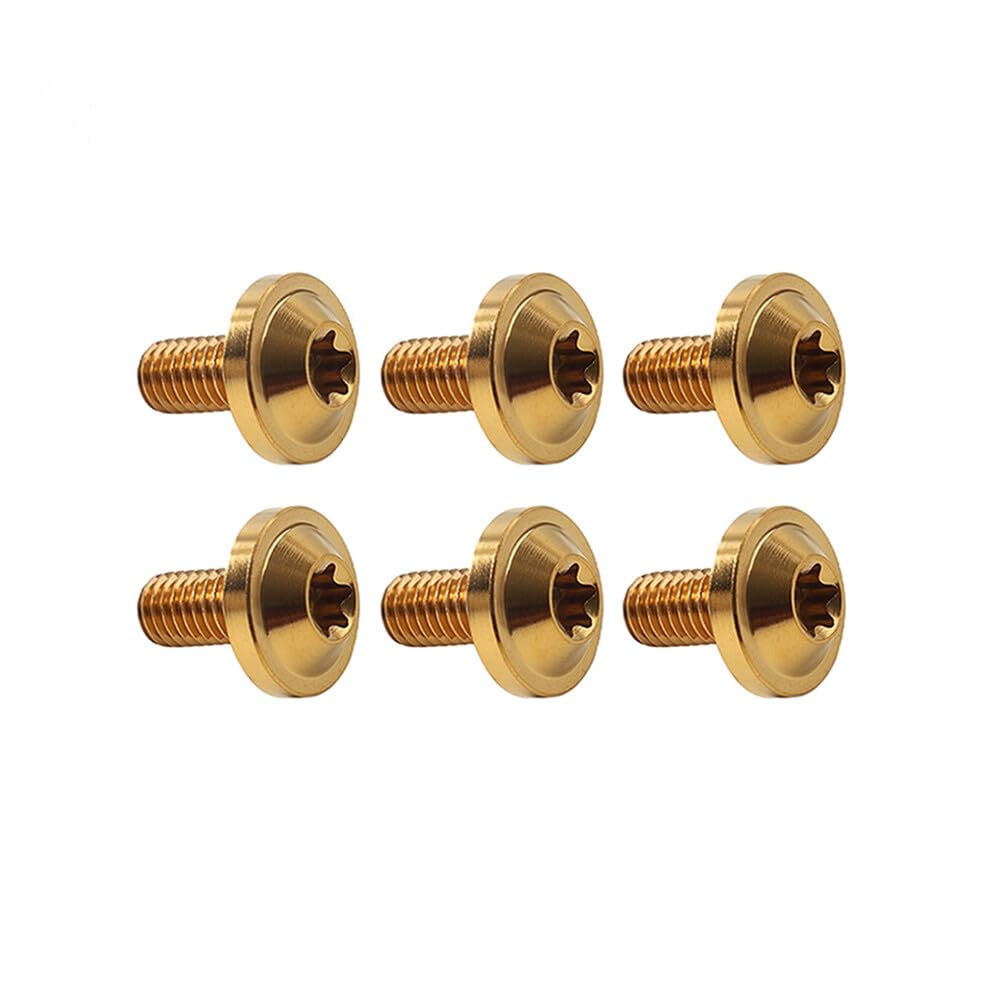 ya 9 10.24 6pc Alloy Bolts Truss Torx Head Screws M6x20mm for Bike Motorcycle Gold