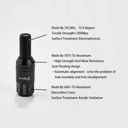 ya 10 9.16 baidi 20x M14x1.5 Wheel cam Bolts 35mm Shank Tapered for SEAT Studs Suitable for Most aftermarket