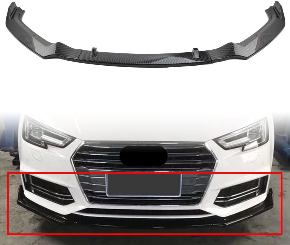 ya 2 8.15 Front Bumper Lips Spoiler Kit Carbon Fiber Fit for Audi A4 2017-2019 Car