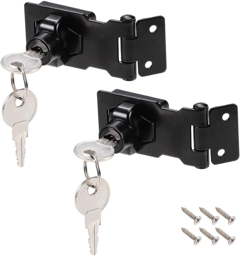 ya 26 10.21 baidi 2.5-inch Keyed Hasp Locks w Screws for Door Keyed Different Black 2Pcs-2