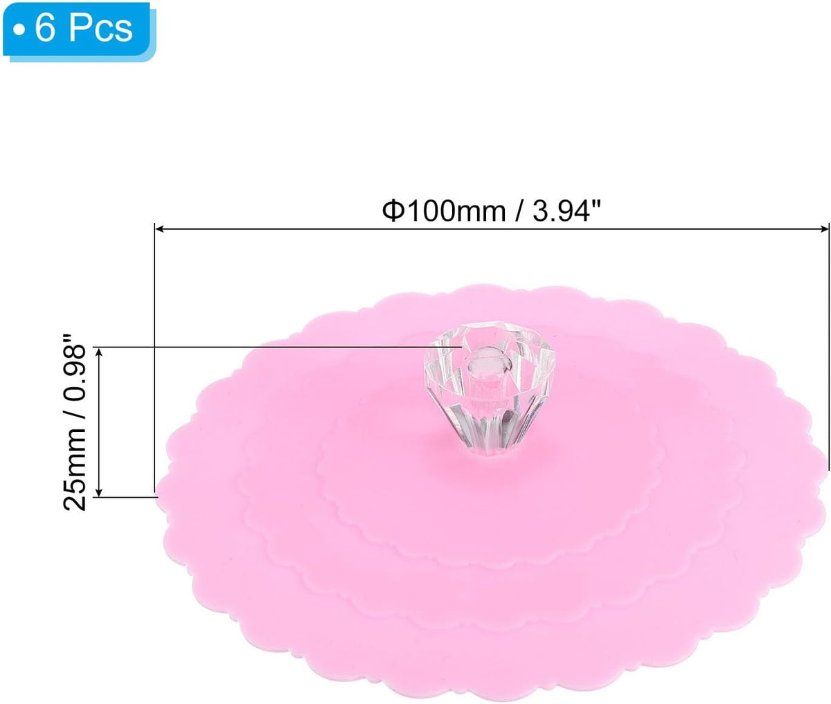ya 14 9.20 baidi Silicone Cup Lids for Drinks, 6Pcs 3.9 Cover Diamond Shape Handle Light Pink-1
