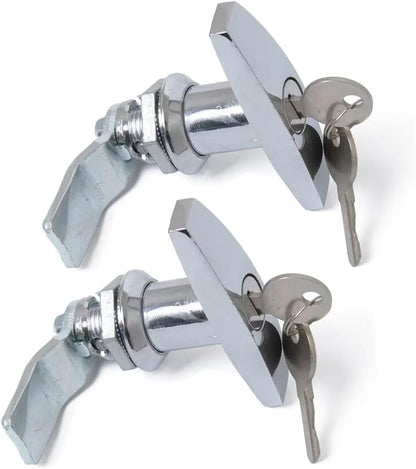 ya 10 9.16 baidi Silver T-Handle Door Cover Latch w/ 2 Keys Lid Lock for Truck RV Shell Camper F