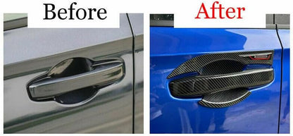ya 5 8.10 for Honda for Civic 11th 2022-2023 Door Handle+Bowl Cover Trims Carbon Fiber Color