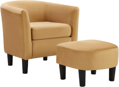 ya 28 10.13 baidi For Living Room Velvet Accent & Ottoman Set Modern Armchair Yellow