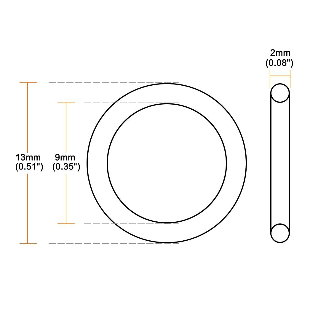 ya 13 9.15 baidi O-Rings Nitrile Rubber 9mm x 13mm x 2mm Seal Rings Sealing Gasket 50pcs