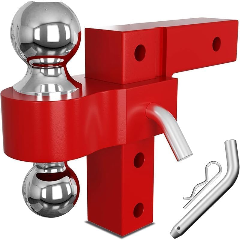 ya 28 10.13 zhengce Red Double Ball 6 Inch Drop Adjustable Trailer Hook Fits 2 Inch Receiver