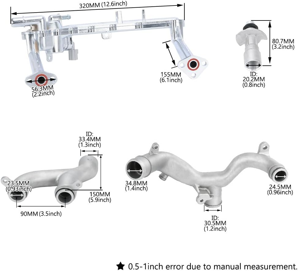 ya 11 9.14 baidifor Jaguar for Land Rover 3.0L 5.0L Oil cool New Upgraded Metal Coolant Outlet Pipes