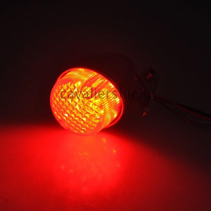 ya 23 10.7 baidi Universal Motorcycle Retro Chrome Rear Brake Stop Red Lens Round LED Tail Light