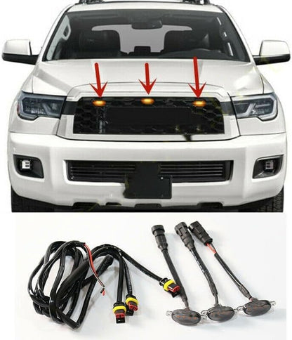 ya 14 9.20 zhengce for Toyota Sequoia 2016-2021 Front Grille Smoky LED Light Raptor Style Tri-1