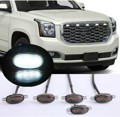 ya 3 8.24 baidi 5pcs Front Grille White LED Light Raptor Style DRL Tim for GMC Yukon 2019-20