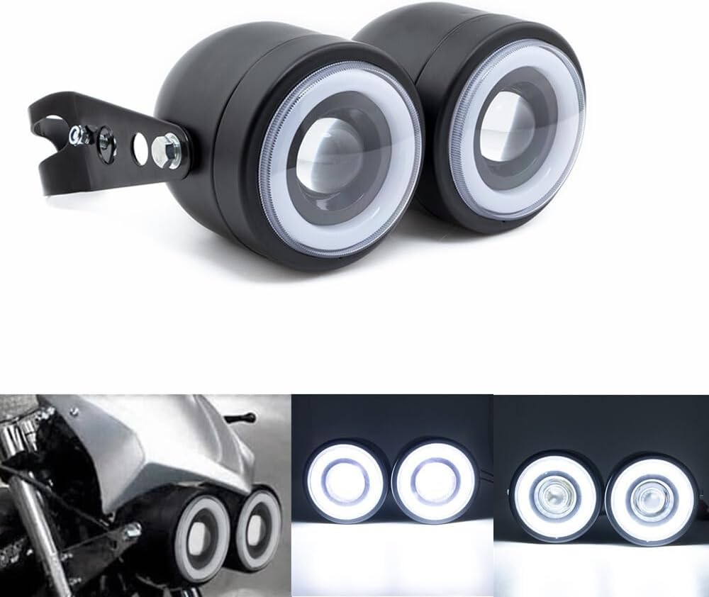 ya 4 8.14 Motorcycle Twins Double Headlights with Mount for Harley Street Fat Boy