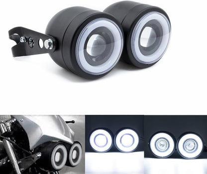 ya 4 8.14 Motorcycle Twins Double Headlights with Mount for Harley Street Fat Boy