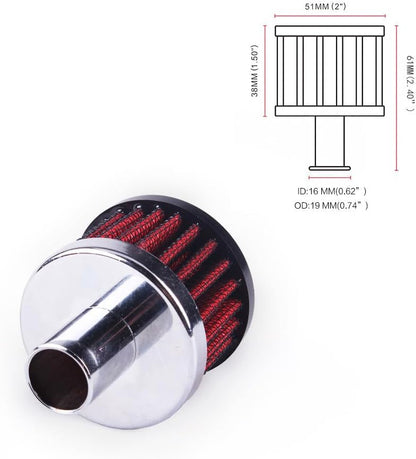 ya 13 9.15 baidi 2¡ÁRed 19mm Cold Air Intake Filter Turbo Vent Crankcase Car Breather Valve Cover