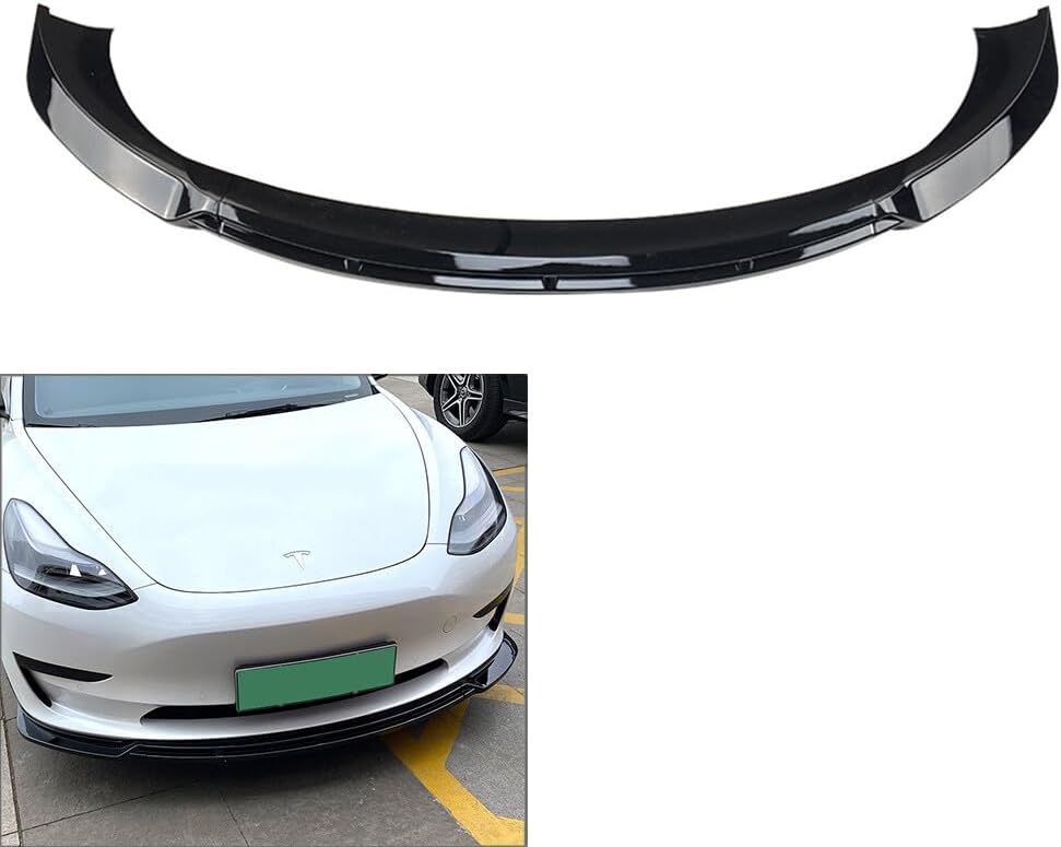 ya 2 8.15 Front Bumper Lip Chin Spoiler Splitter Glossy Black Fit for Tesla for Model 3 2017-2021